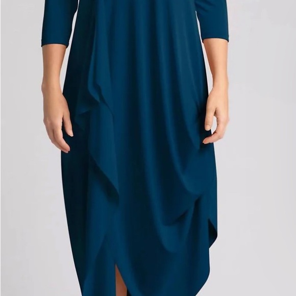 Sympli (Red) Asymmetrical 3/4 Sleeve Dress - Picture 3 of 14